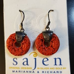 Sajen burnt orange and burnished silver earrings